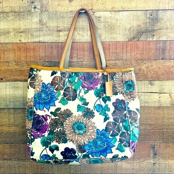 RARE Original CAR SHOE By Prada Floral Canvas Large Tote Shoulder Shopper Bag - Picture 2 of 11